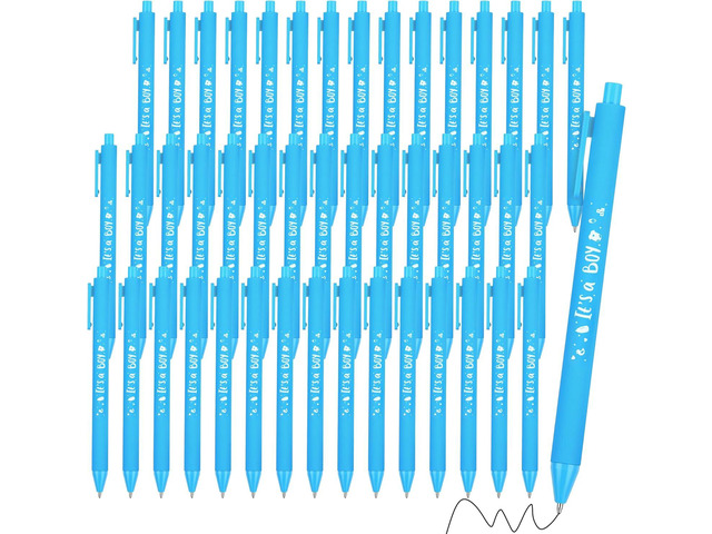 Aodaer 60 Pieces It's a Boy Baby Shower Ballpoint Pens, Retractable Gel Pen with Soft Grip, Comfortable Black Ink Pens for Boys Baby Shower Favors...