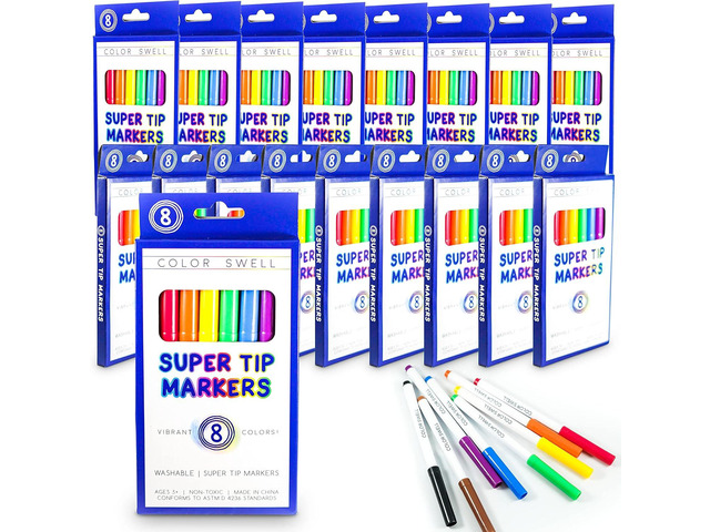 Color Swell Bulk Markers - 18 Packs 8 per Pack (144 Total) - Super Tip Bulk Markers