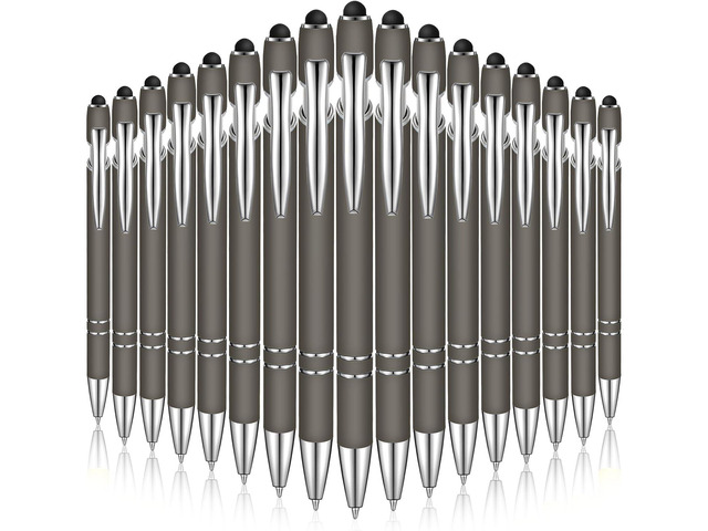 Zonon 38 Pieces Rubberized Ballpoint Pen with Stylus Tip Stylish Metal Pen Capacitive Styli with Soft Rubberized Grip, Black Ink for Most...