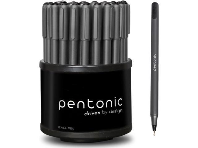 Pentonic Ballpoint Pens In Pen Organizer, Bulk 50 Count, Black Ink, 1.0 mm Medium Point, Smooth Writing For Journaling, Office & School (PEN12537)