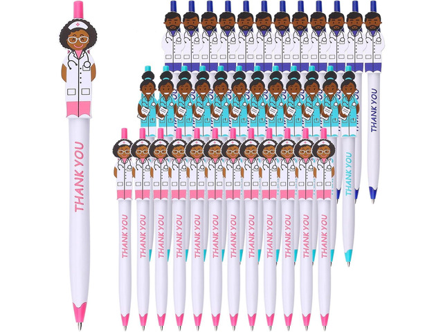 Cute Doctor Pen Thank You Caring Pens Gift for Doctors Medical Staff Assistants Healthcare Workers Women Coworkers Pharmacy (Mixed 36Pack)