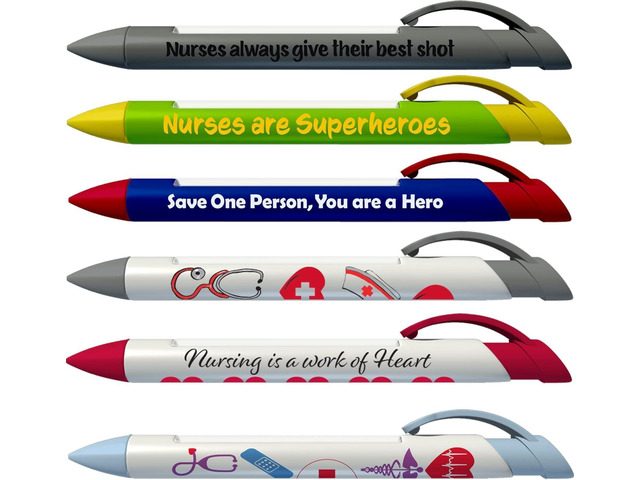 Greeting Pen Nurse Appreciation Rotating Message Pen Set - 6 Unique Nurse Designs Each with a Printed Message and 4 Rotating Appreciation Messages,...