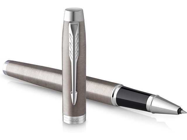 PARKER IM Rollerball Pen Stainless Steel with Chrome Trim Fine Point with Black Ink Refill Gift Box