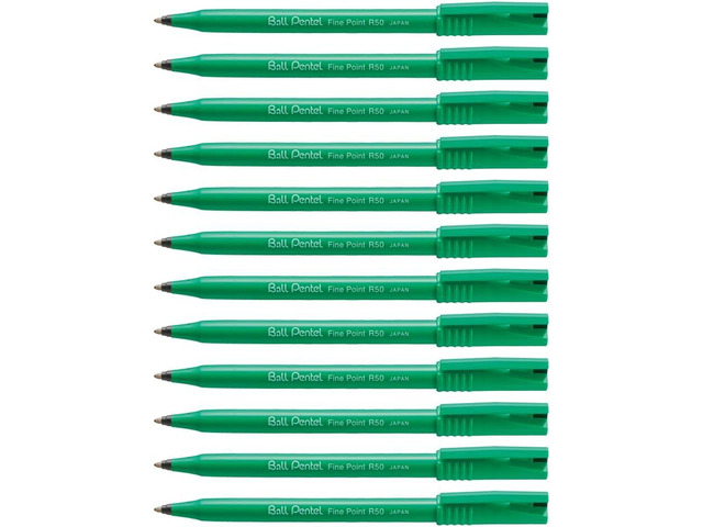 Pentel, R50-A 0.4 mm tip, Black water-based ink, 1 pack of 12 pens