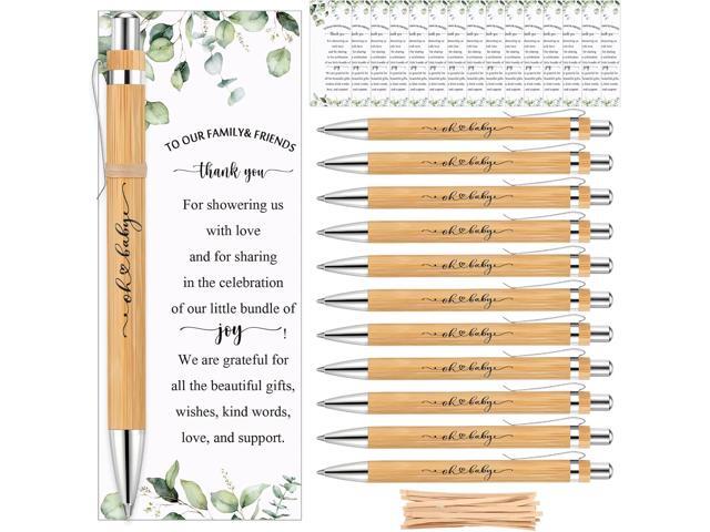 Yeaqee 50 Sets Greenery Baby Shower Pen Gifts for Guest Greenery Woodland Baby Shower Favors Retractable Pens Bamboo Pens Gender Reveal Greeting...