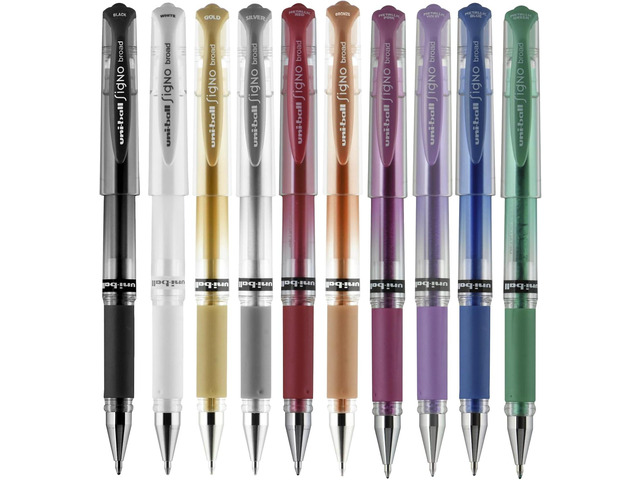 Uniball Signo 207 Gel Impact Stick Pens - 10 Assorted 1.0mm Bold Point Gel Pens for Smooth Writing