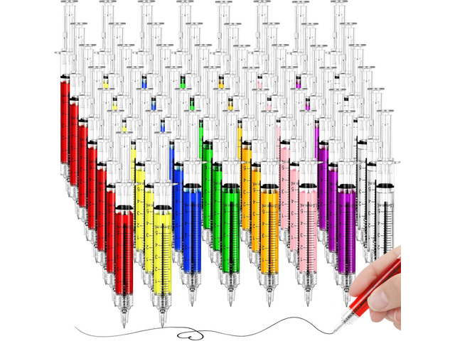 50 PCS Nursing Pens, Retractable Syringe Pens for Nurses, Multi-Color Nurse Pens, Funny Nurses Week Gifts Bulk, Black Ink Novelty Ballpoint Pens...