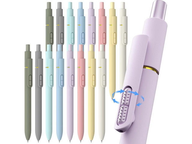 inkipen- 16 Pack Pens, Gel pens Black Ink, Fine Point(0.5mm),Quick-Drying Smooth Writing,School and Office Supplies Morandi