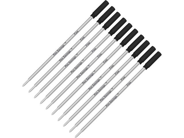 Pen Savings Ballpoint Pen Refills Compatible with Cross Ballpoint Pens, 10 Pack, Fine Point, Smooth Writing, 0.8mm Tip (Black)