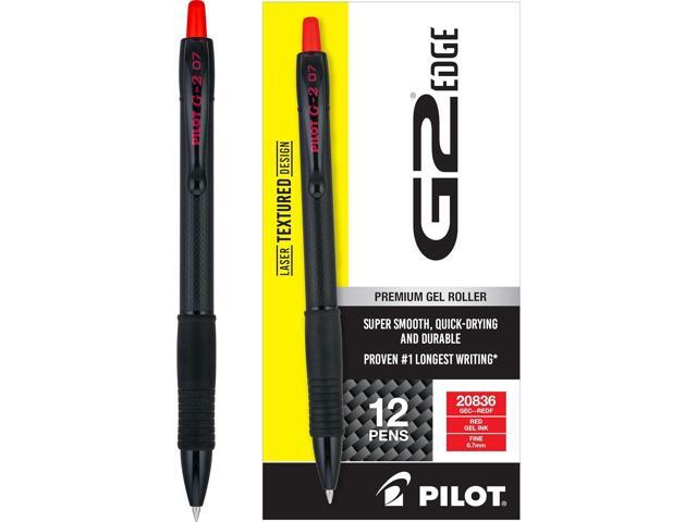 Pilot G2 Edge Red Pens, Premium Gel Roller Pens, Sensory Writing Experience, 12ct box, Fine Point 0.7 mm