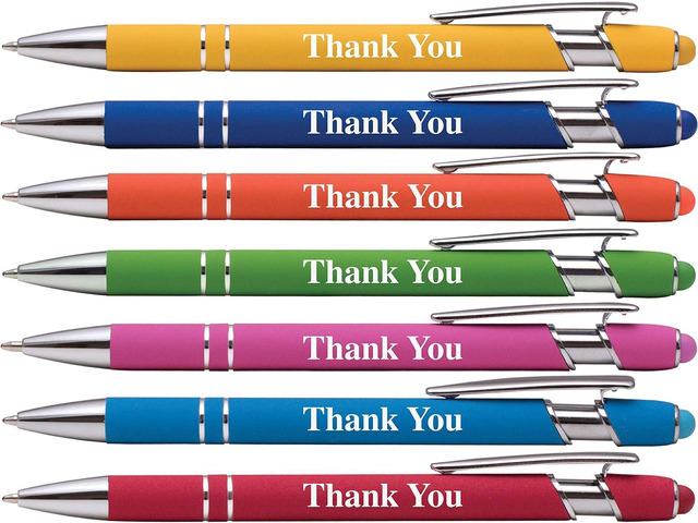 Express Pencils Thank You Premium Gift Stylus Pens For All TouchScreen Devices - Metal Soft Touch - 2 in 1 Combo Pen for Events, Parties, Employee...