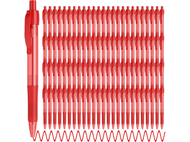 deegtran Pens Bulk, 100 Pack No Bleed Red Ink Click Pens with Soft Grip, Wholesale Retractable Ballpoint Pens for Office School, Medium Point...