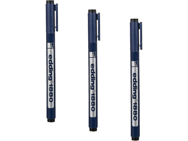 edding 1880 profipen - black - 1 pen - line width 0.5 mm - fineliner pen for precise writing, sketching and technical drawing - fine, metal-encased...