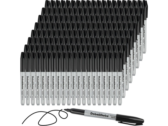 Dabo & Shobo Permanent Markers, 160 Pack Black Permanent Markers Bulk, Fine Tip, Quick Drying, Waterproof Markers, Work On Wood, Metal, Plastic,...