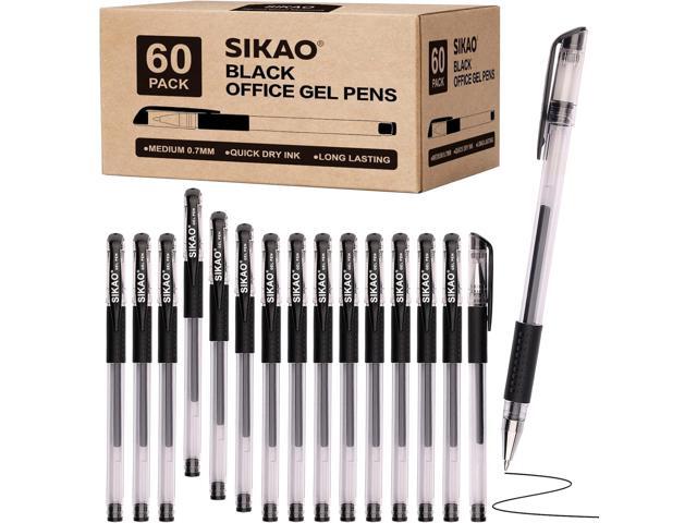 Black Gel Pens Bulk, 60 Pack 0.7mm Fine Point Gel Ink Rollerball Pens, Smooth Quick-Dry Black Ink No Smear, Comfortable Grip Pens for Office,...