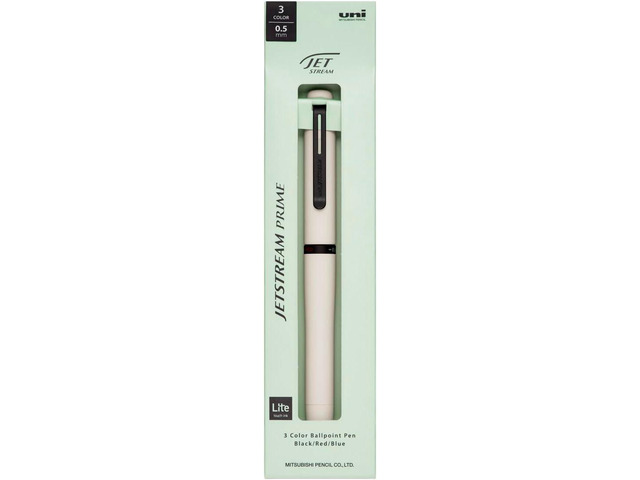 Uni Jetstream Prime Rotational Twist-Action 3-Color Ballpoint Pen, Equipped with 0.5mm Lite Touch Ink (Black, Red, Blue), All-Metal Barrel, Cloudy...