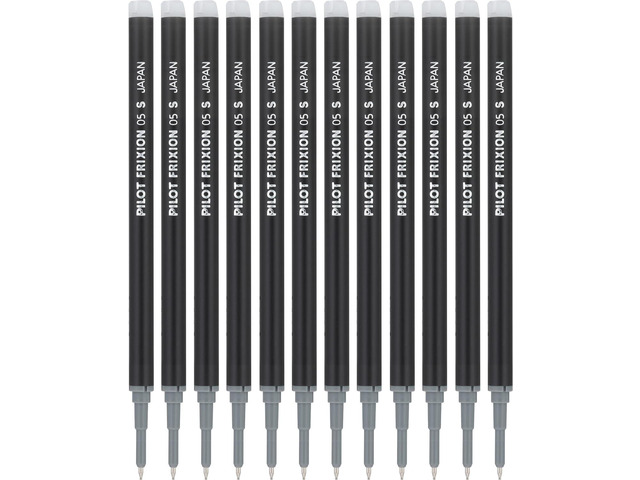 Pilot, FriXion Ball Gel Ink Refills for Erasable Pens, Rollerball 0.7 mm, Fine Point, Erasable Pen Refills, Pack of 12, Black