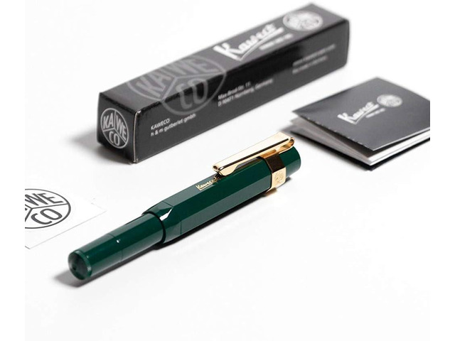 Kaweco Sport Classic Fountain Pen Green, Fine Nib Sport Octagonal Clip Gold