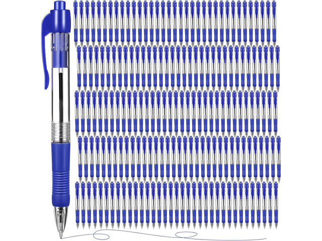 Fainne 200 Pack Retractable Ballpoint Pen 1.0 mm Medium Point Refillable Smooth Click Writing Pens With Grip for Work Journal Writing Office School...