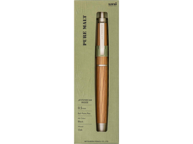 Uni Pure Malt Jetstream Inside Single Ballpoint Pen, 0.5 mm Fine Point, Natural Oak, Black Oil-Based Ink, SXNPM05.70