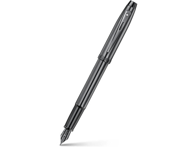 Sheaffer 100 Fountain Pen E9375 Ionic Grey Gunmetal with PVD Trims Fine Nib Premium Fountain Pen