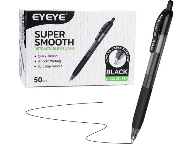 EYEYE G-103 Retractable Gel Pens Black 50 Pack, 0.5mm Extra Fine Point Ink Pen Quick Dry, Ballpoint Pen Fine Point Smooth Writing Pens for for...