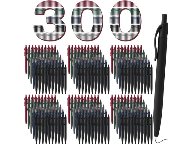300 Pack Black Pens Bulk Retractable No Bleed Click Black Ink Smooth Writing Ballpoint Pens for School Office Supplies, 1.0mm