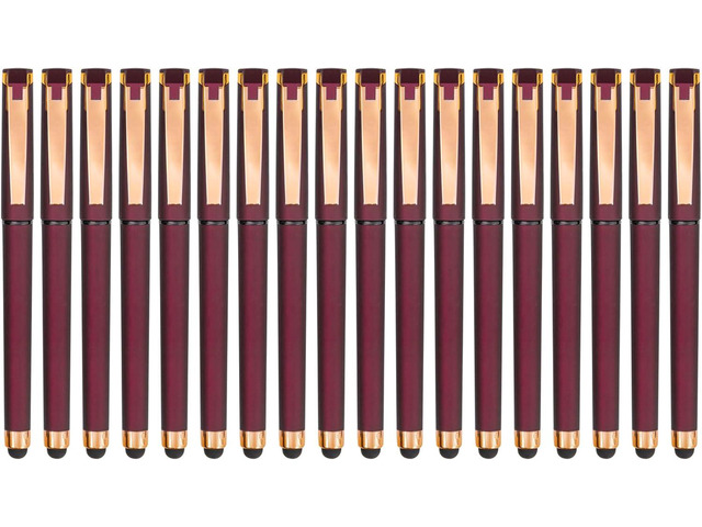 Linbsunne Black Gel Pens 0.7mm Medium Point Pen Office Pens 2-in-1 Stylus Pens for Touch Screens Gel Ink Rollerball Pens for Writing (18 Pack-red)