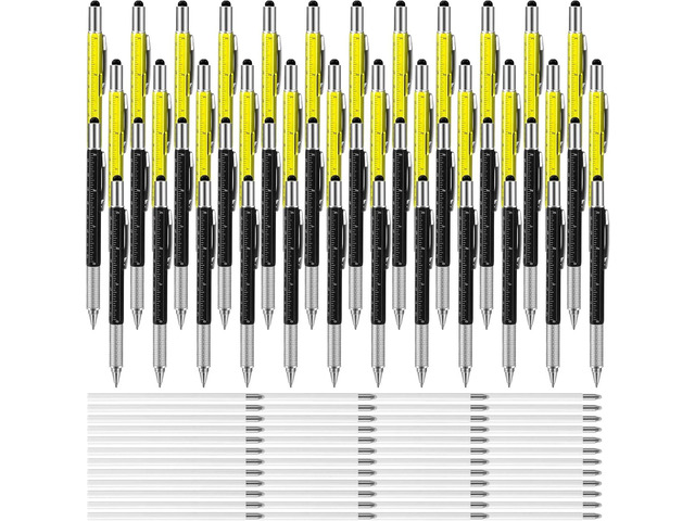 Chinco 48 Pcs Multi Tool 6 in 1 Ballpoint Pen for Men Dad Gifts for Father Multi Function Screwdriver Touch Screen Pen with Ruler Level Gauge...