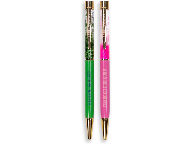 Steel Mill & Co Glitter Bomb Pen Set of 2, Wicked-Inspired Ballpoint Pens with Quotes, Sparkling Pens with Black Ink, Giftable Office Supplies...
