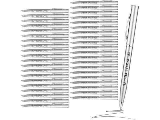 Outus 100 Pcs Wedding Favors Pens Metal Bulk Slim Ballpoint Pen 1 mm Medium Point Retractable with Black Ink Bridal Shower Recuerdos Para Boda...