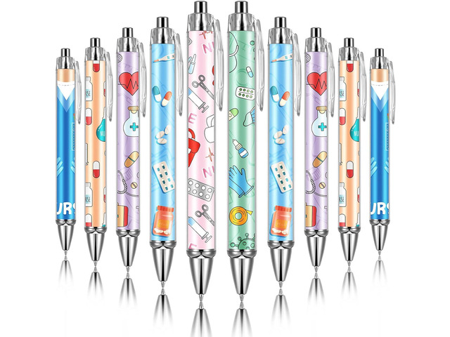 Funny Nurse Pens Lovely Cartoon Ballpoint Black Ink Retractable Press Nursing Pen for Appreciation Gifts Labor and Delivery Assistant Student...