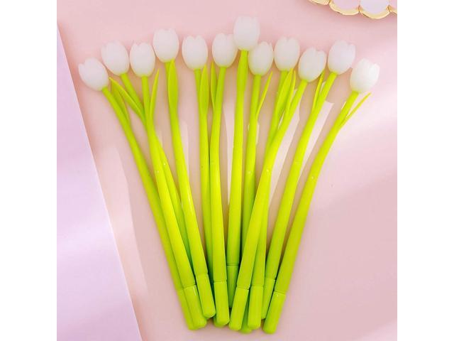 KRIZJUES 30 Pieces Color Changing Flower Pens, Gel Flower Pens 0.5mm Black Creative Gel Ink Rollerball Pen Tulip Ballpoint Pens Suitable for Home...
