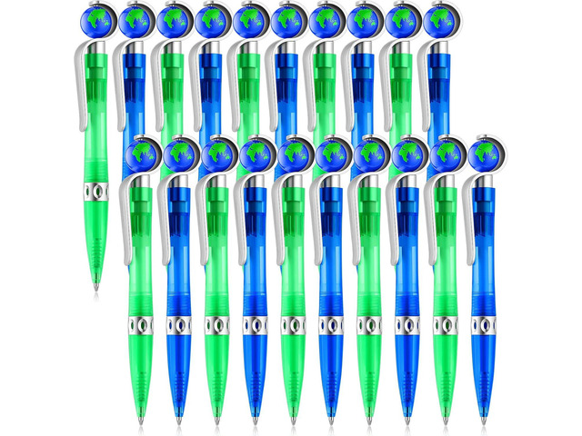 Teling 200 Pcs Earth Retractable Cute Globe Pens Bulk 1.0 mm Tellurion Shape Earth Day Black Ink World Ballpoint Pens for Adults Accessories Office...