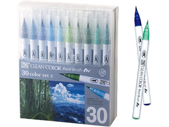 Kuretake ZIG Clean Color Real Brush, NEW 30 colors set B, Flexible Brush Tips, Watercolor Pens for Painting, Drawing, Calligraphy and Brush...
