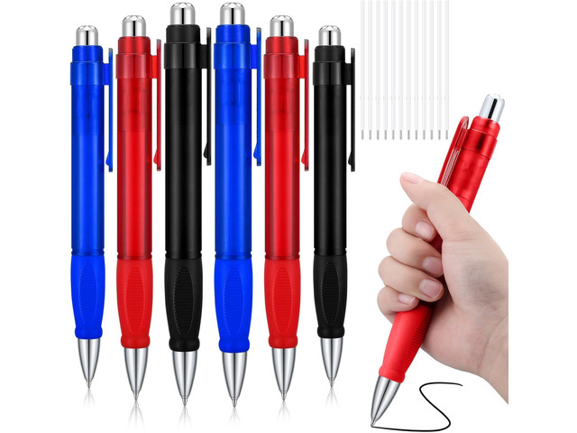 Crtiin 6 Pcs Big Fat Pens Easy Grip Giant Sized Ink Jumbo Oversize Pens Bulk with Refills Extra Large Ballpoint Black Fat Ball Point Retractable...