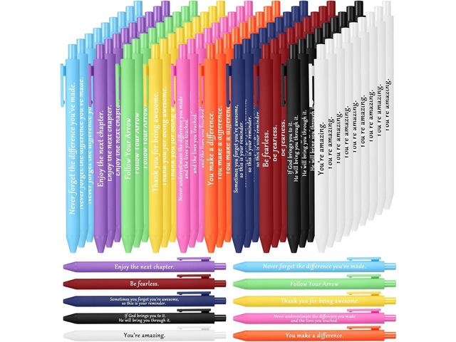 Teling 100 Pcs Inspirational Pens in Bulk Motivational Ballpoint Pens Bulk with Funny Sayings Quotes Positive Thank You Gifts for Adults Employees...