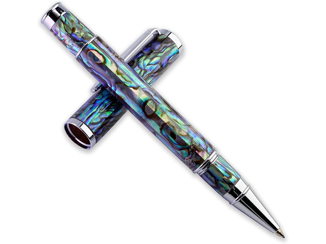 LACHIEVA LUX Exquisite Abalone Shell Rollerball Pen with German 888F Refill, Luxury Writing Gift for Executives, Men & Women