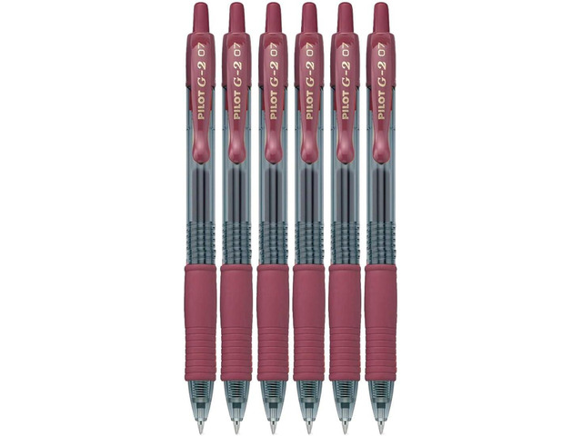 G2 Retractable Premium Gel Ink Roller Ball Pens Fine Point Fine Point (.7mm) Burgundy Ink 6-pk; Refillable & Premium Comfort Grip Bundle with...