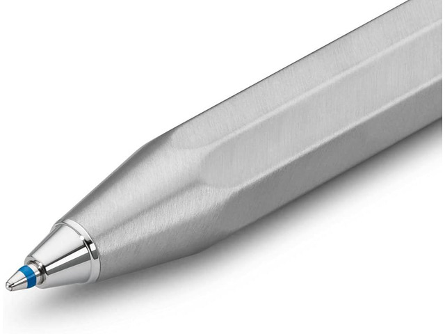 Kaweco STEEL SPORT Ball Pen I Retractable Ballpoint Pen with Standard D1 Refills in a nostalgic Tin Box I Metal Ball Pen 10.5 cm