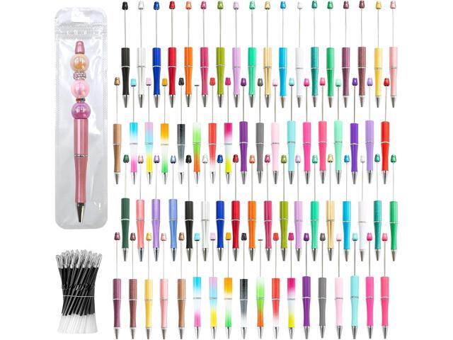 600 Pieces Beadable Pens - 200 Plastic Beadable Pens Bulk, Refills & Pen Bags Included - Beaded Pens Kit Cute Ballpoint Pens Black Ink - DIY Pens...