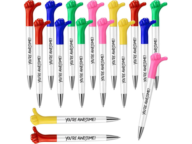 Fumete 100 Pcs You're Awesome Thumbs up Pens Thank You Gifts Christmas Inspirational Quotes Fun Employee Appreciation Ballpoint Pen Bulk for Back...