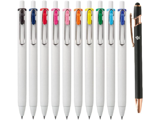Uni-Ball One Gel Ink 0.5mm Ballpoint pen 10 Colors Set UMNS05-10C Japan import With Original Stylus Ballpoint Touch Pen