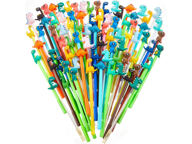 Marspark 80 Pcs Cute Pens Bulk Cartoon Dinosaur Pens for Kids Black Ink Cool Pencils for Kid Assorted Style Cartoon Rollerball Novelty Stationery...