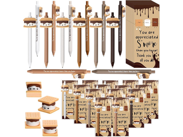 Sayglossy 72 Sets Smores Gifts Bulk End of Year Gifts for Student Inspirational Marshmallow Pens Tags Thank You Party for Teacher Nurse Team Staff...