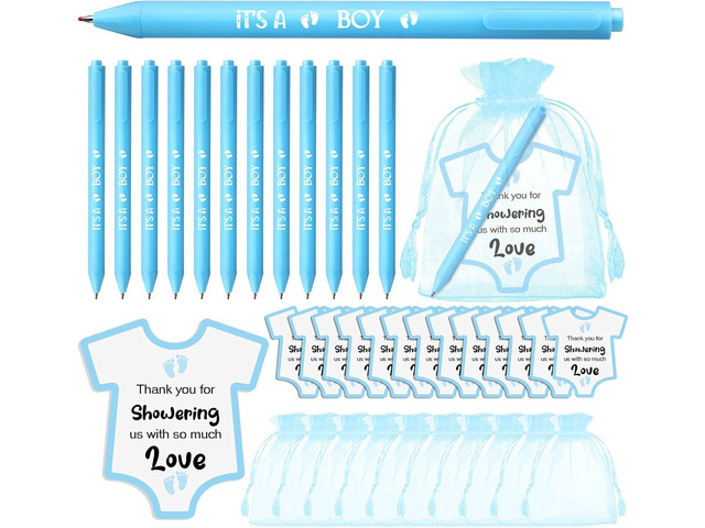 TaoBary 50 Sets Baby Shower Pens Bulk Pink It's A boy Ballpoint Pens Baby Shower Favors with Thank You Cards and Organza Bags Gender Reveal Guests...