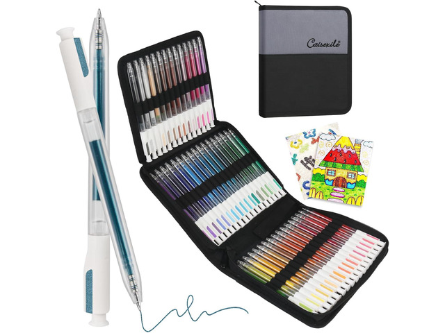 Retractable Glitter Gel Pens for Adult Coloring Books 48 Colors Sparkle Markers Colored Gel Pens, Smooth Drawing & Journaling for Artists,...
