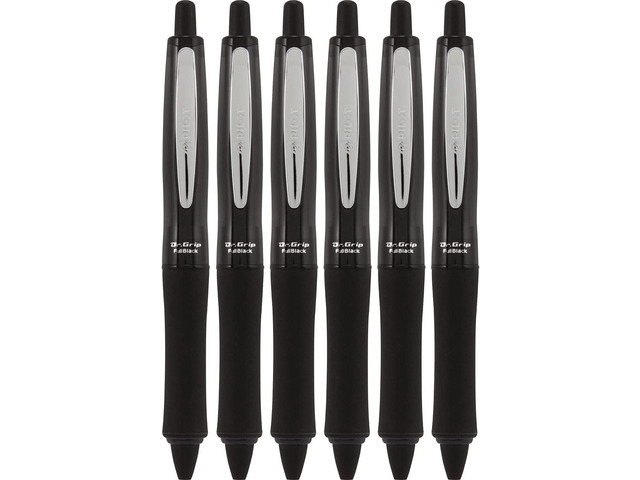 PILOT Dr. Grip FullBlack Refillable & Retractable Ballpoint Pen, Medium Point, Black Ink, 6 PACK