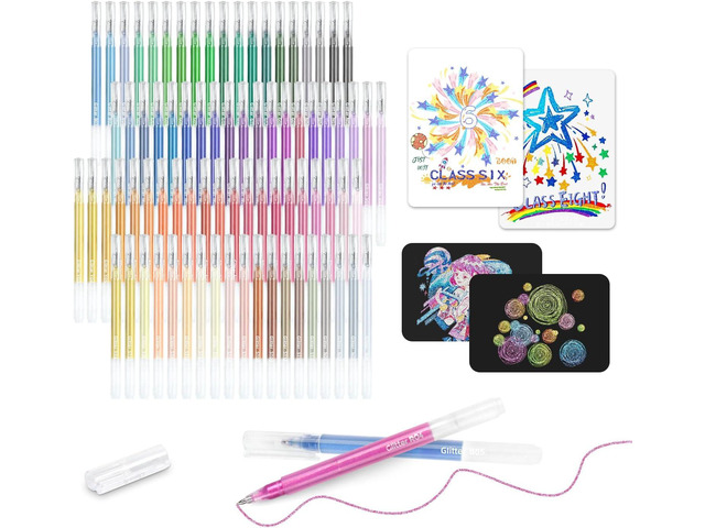 80 Colors Glitter Gel Pens for Adult Coloring Books & Black Paper Smooth 1.0mm Fine Point, Large Capacity for Journaling & Drawing, Vibrant on...