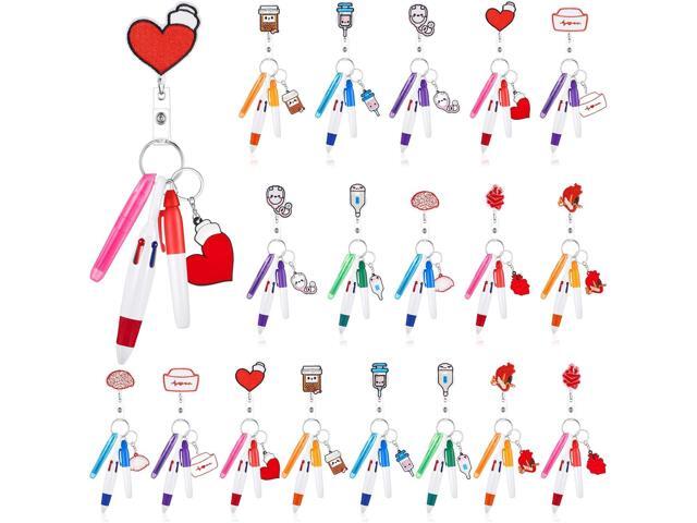 Henoyso 108 Pcs Nurse Badge Reel with Mini Highlighter Pens 2026 Cna Nursing Week Gifts Bulk Retractable Badge Clips Accessories for Cna Medical...